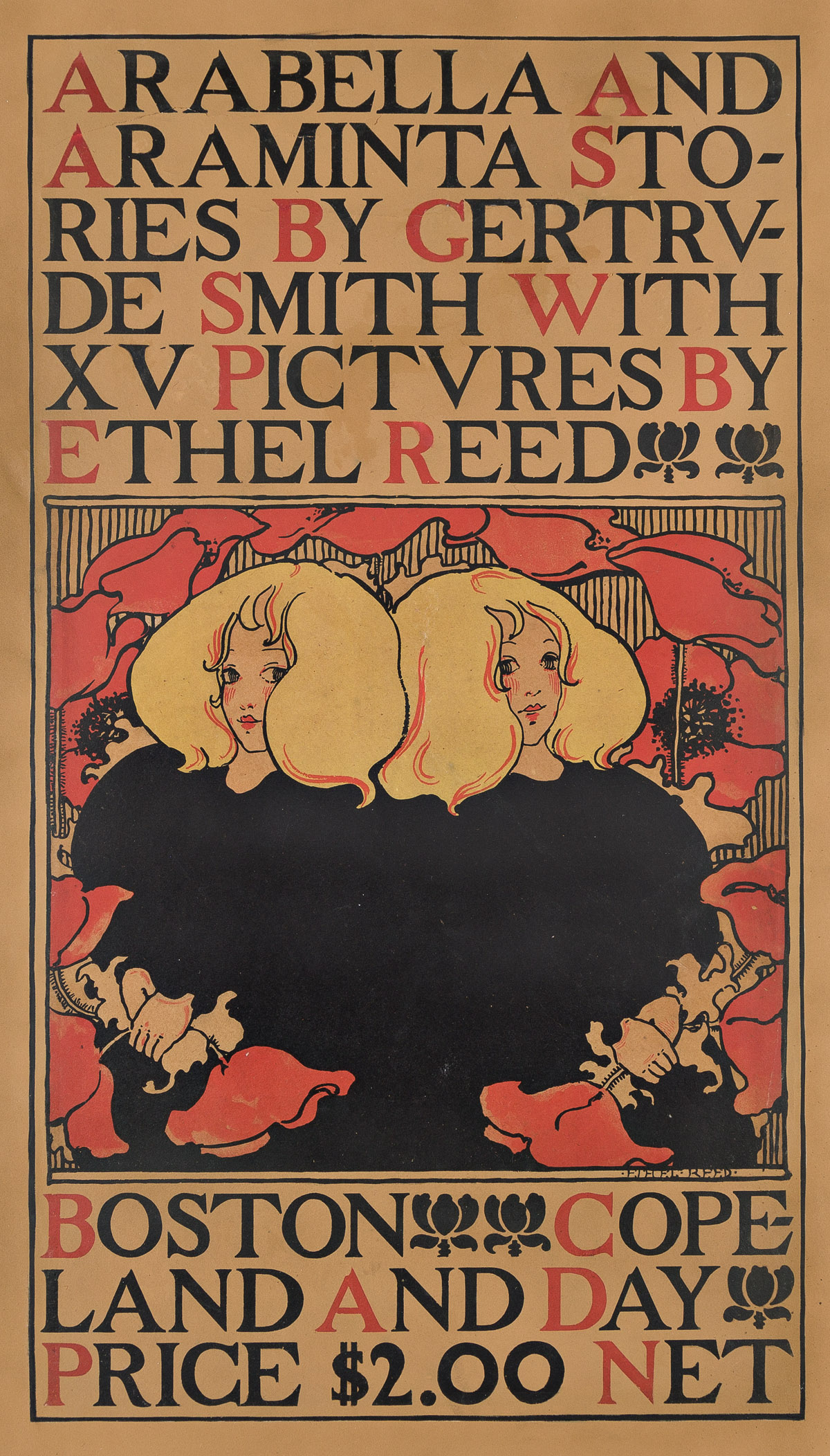 Reed, Ethel (1874-1912) illus.; Gertrude Smith. Arabella and Araminta Stories, Book and Poster.